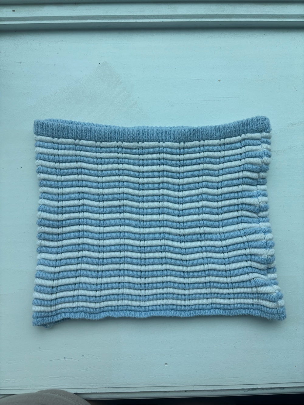 Chunky Ribbed Knit Tube Top - Light Blue